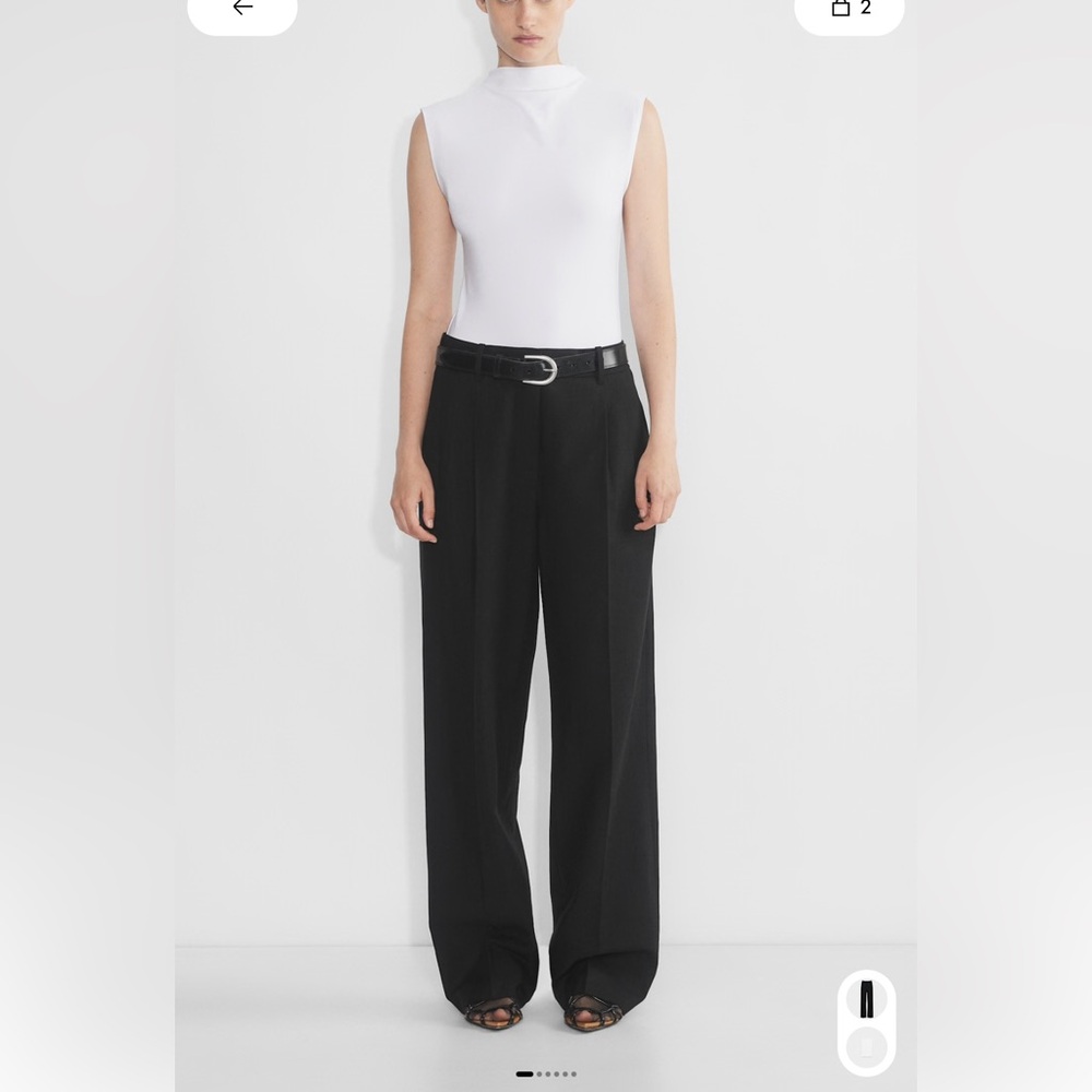 Aritzia Black Wide-Leg High-Waist Trousers